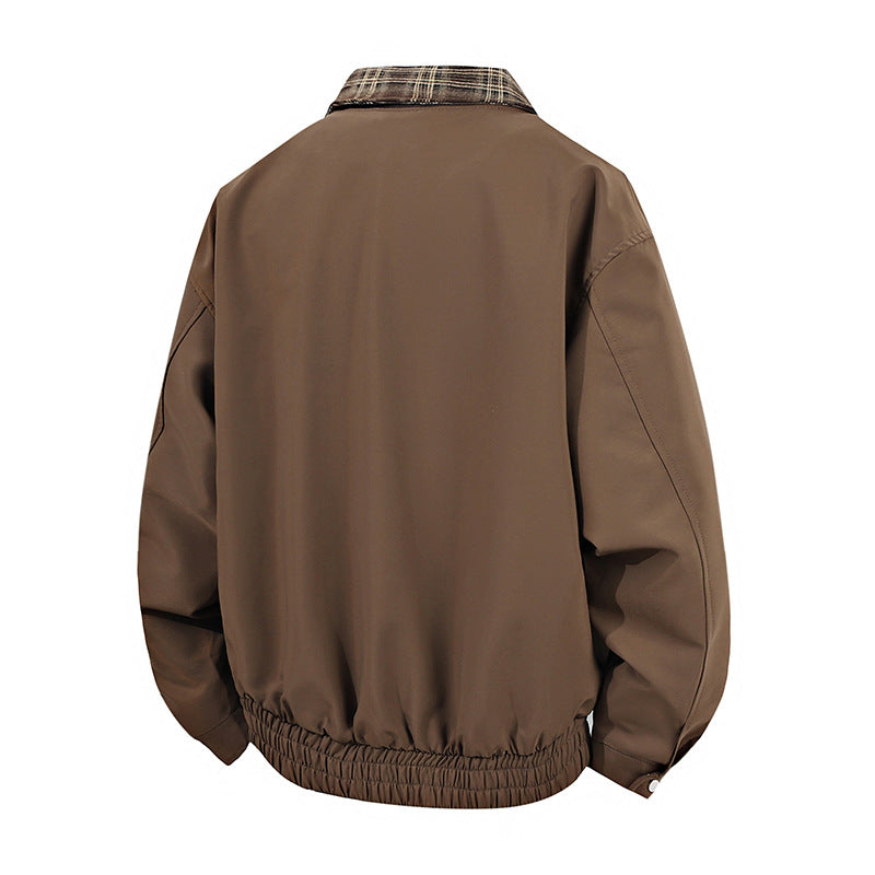 Herren lässige Übergangsjacke mit hohem Kragen und elastischem Bund R&B