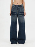 Damen Weite Denim-Jeans mit praktischen Taschen