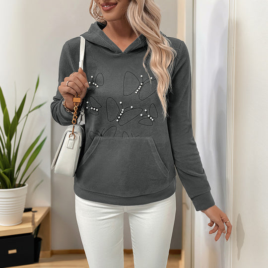 Damen lässiger Kapuzenpullover mit dekorativen Akzenten R&B