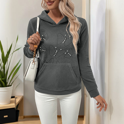 Damen lässiger Kapuzenpullover mit dekorativen Akzenten R&B