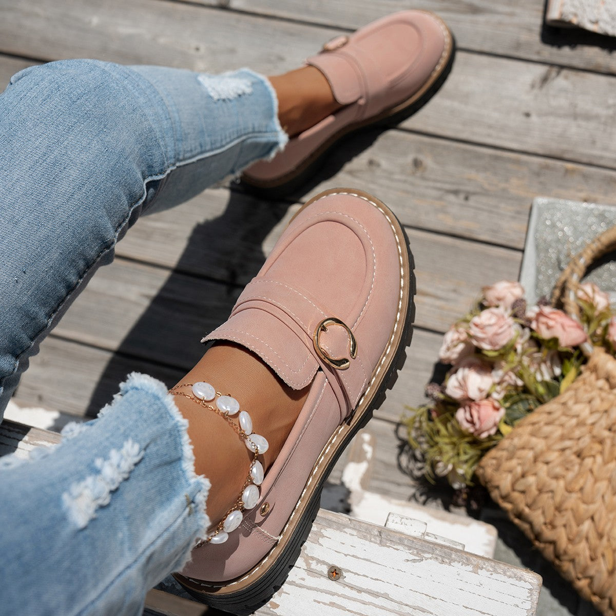 Damen Mokassins mit modischem Design und robustem Profil R&B