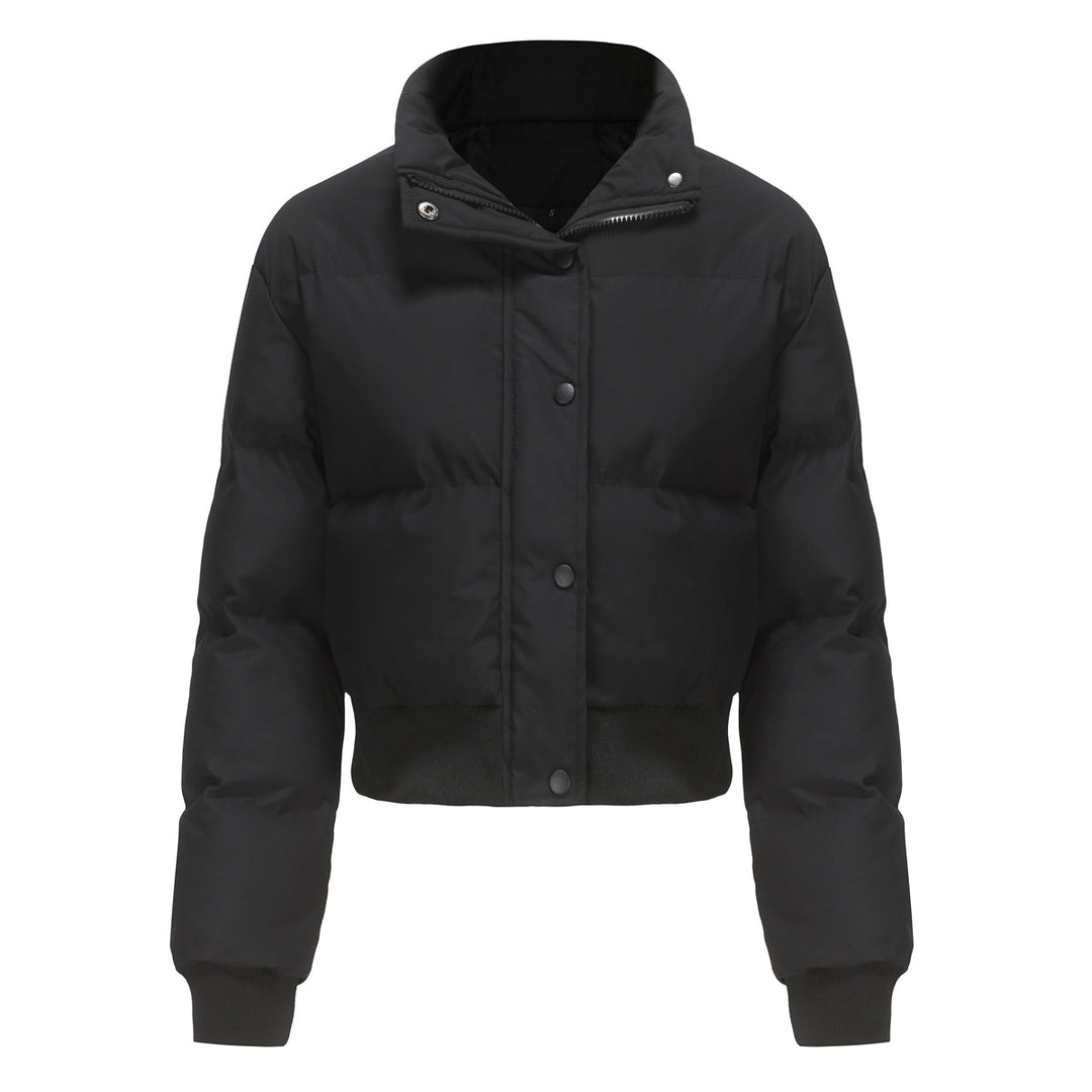 Damen cropped Steppjacke mit hohem Kragen und praktischen Druckknöpfen R&B