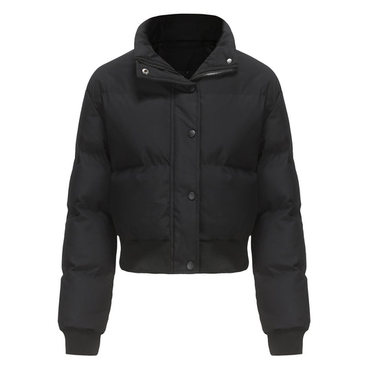 Damen cropped Steppjacke mit hohem Kragen und praktischen Druckknöpfen R&B