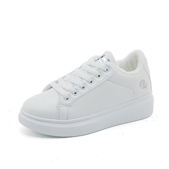 Damen nan urbaner Freizeit-Sneaker mit dezenter Rosenstickerei, erhöhtem Keilsohlenprofil und gepolstertem Komfortfußbett R&B