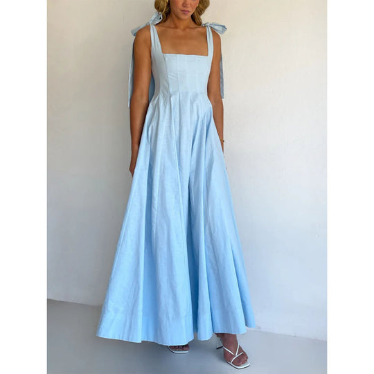 Damen Elegantes Maxikleid mit modernen Schulterbändern und fließendem Schnitt R&B