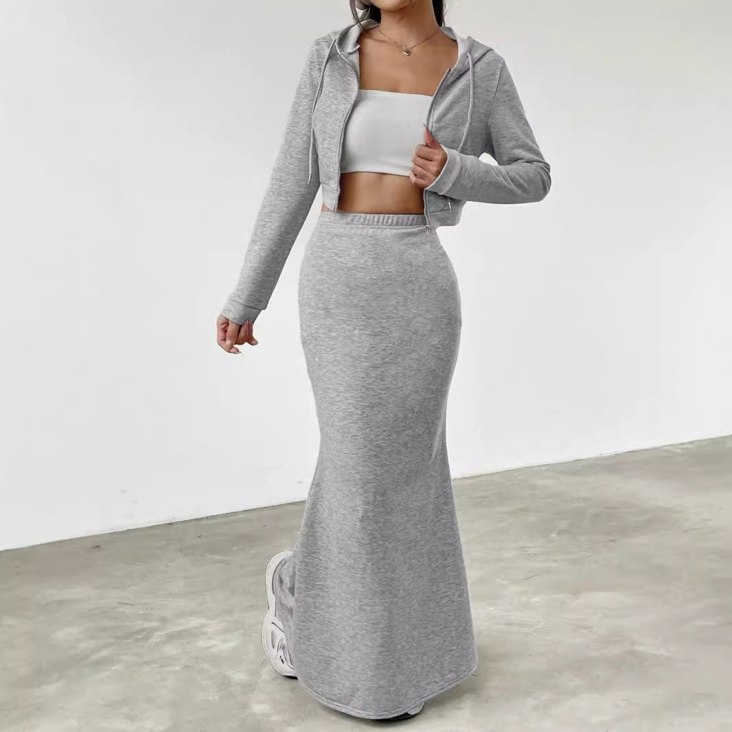 Damen Hoodie und Maxi-Rock Set R&B