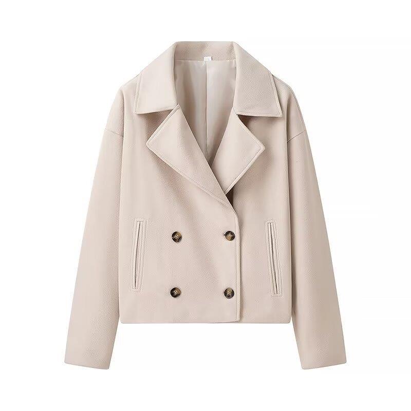 Damen elegante Wolljacke mit doppelter Knopfleiste und modernen Details R&B