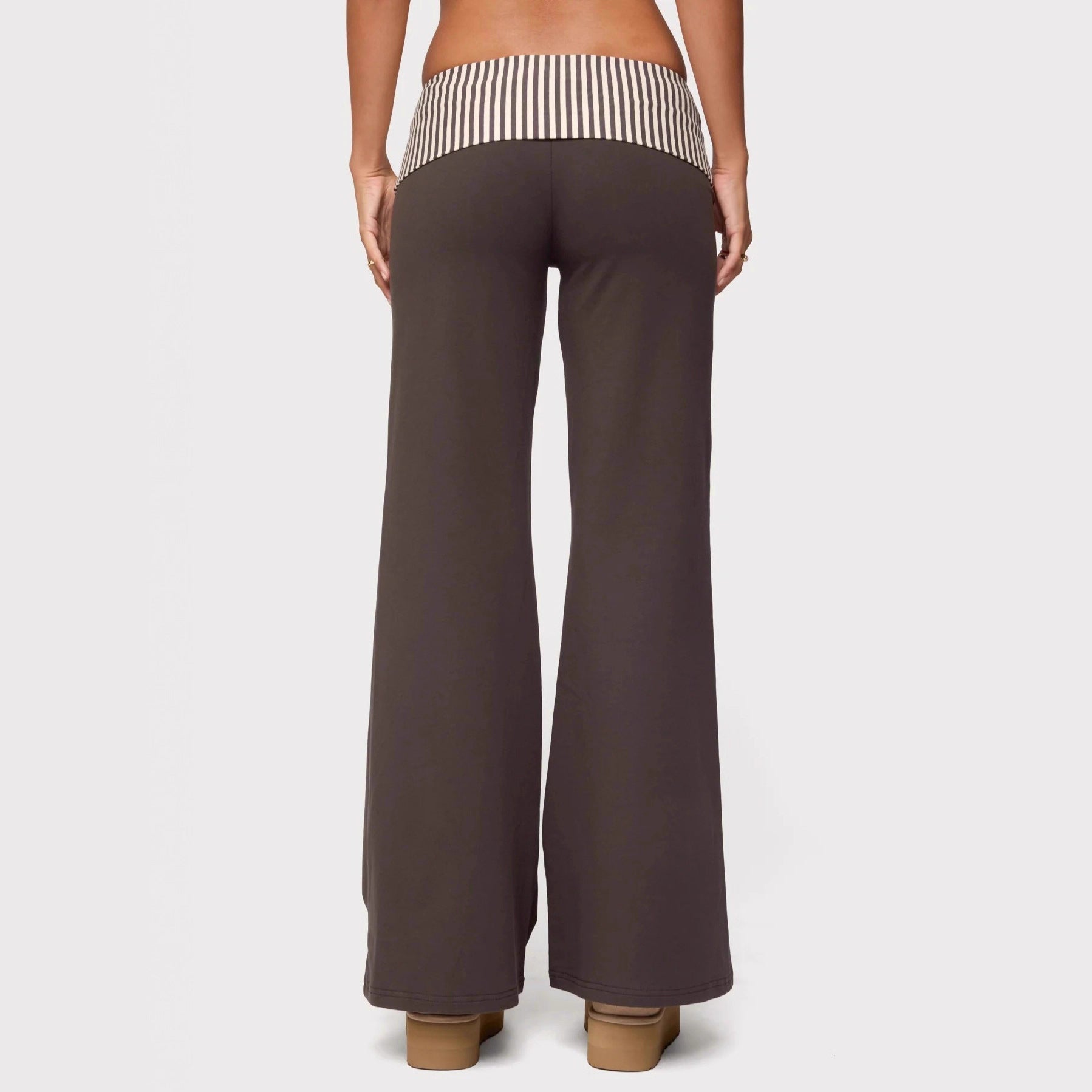Damen Palazzo-Hose mit gestreiftem Bund und lässigem Schnitt R&B