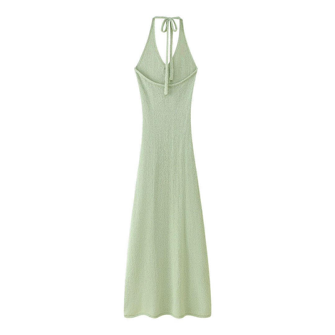 Damen Maxikleid mit Blumenapplikationen und tiefem V-Ausschnitt R&B