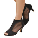 Damen Peeptoe-Stiefeletten mit transparenten Einsätzen und elegantem Blockabsatz R&B