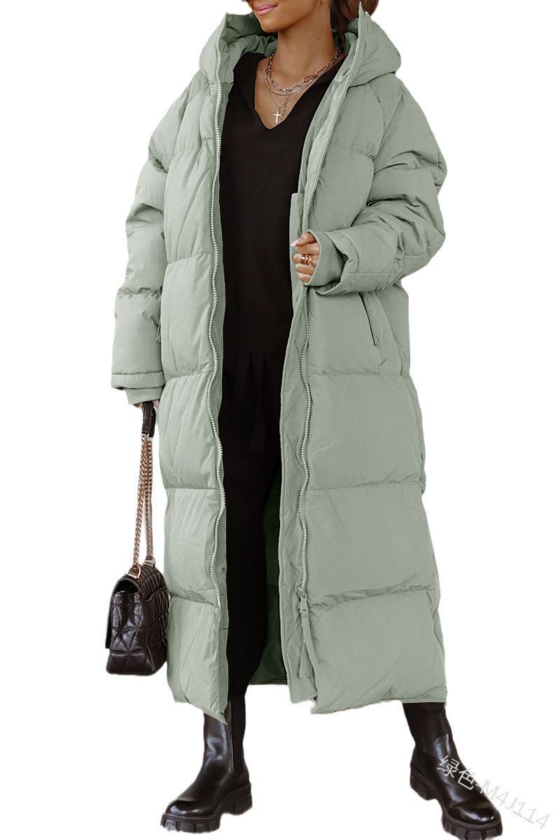 Damen Lange Steppjacke mit Kapuze R&B
