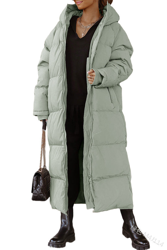 Damen Lange Steppjacke mit Kapuze R&B