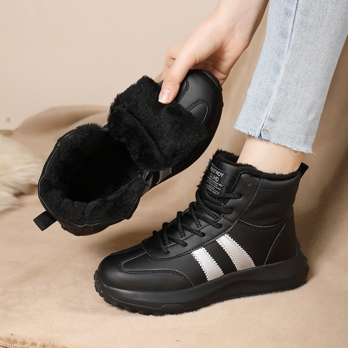 Damen Hohe und isolierte Winterstiefel mit rutschfester Sohle