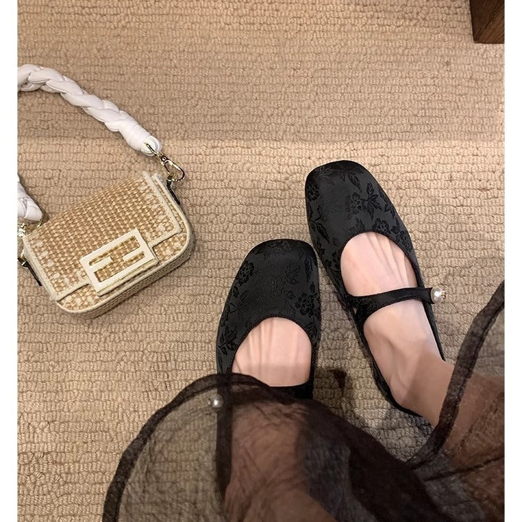 Damen Ballerinas mit eleganter Schnallenapplikation und floralem Design R&B