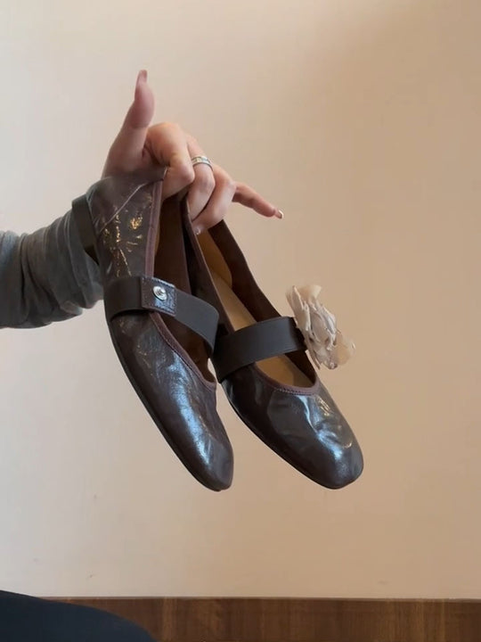 Damen Ballerinas mit floralem Dekor und elastischem Riemen R&B