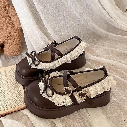 Damen Plateau-Schuhe mit verspieltem Rüschendesign und eleganten Akzenten R&B
