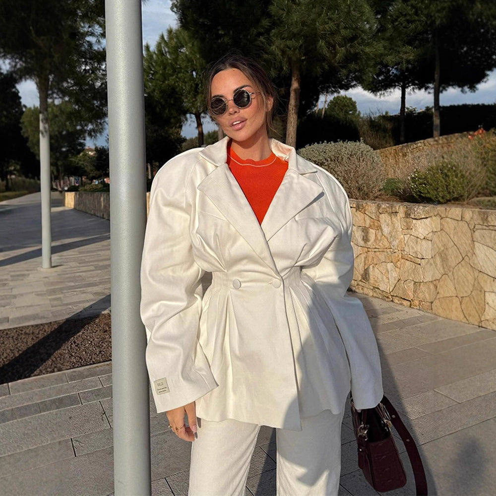 Damen modische Oversized-Blazerjacke mit ausgefallenem Schnitt R&B