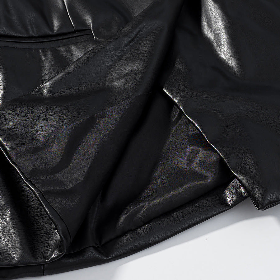 Damen elegante Kunstlederjacke R&B