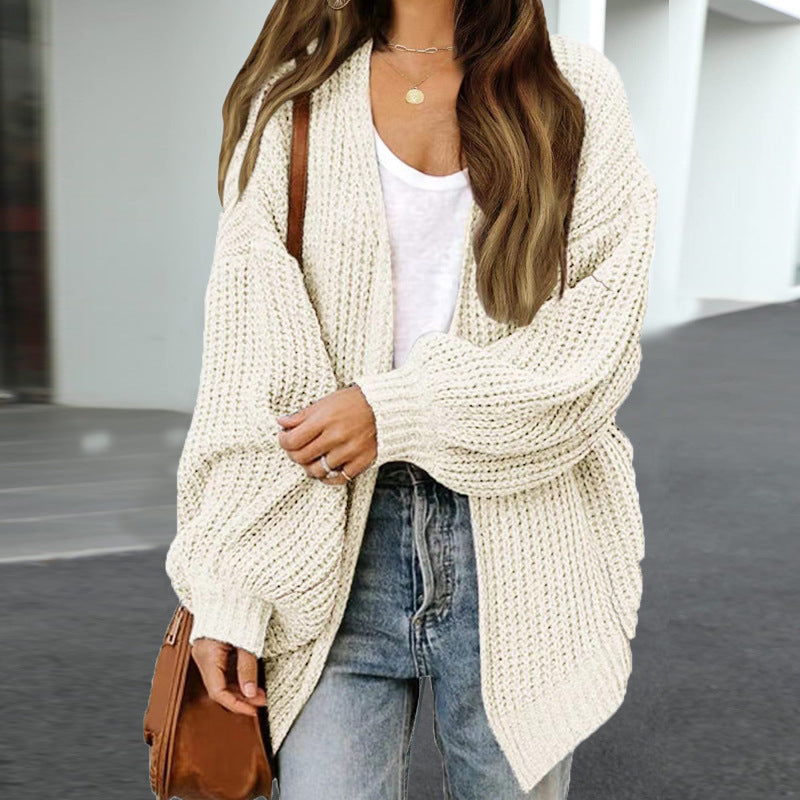 Damen Oversized Strickjacke mit tiefem Schnitt R&B