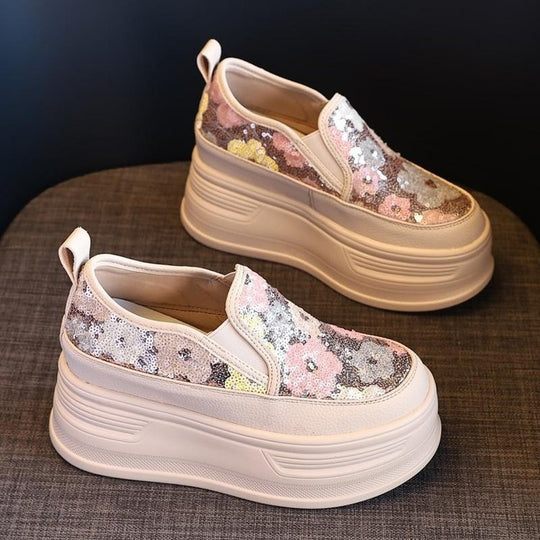 Damen Plateausneakers mit funkelnden Pailletten und elastischem Einschlupf R&B