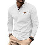 Herren Langarm-Henley-Shirt mit strukturierter Oberfläche und modischen Knopfdetails R&B