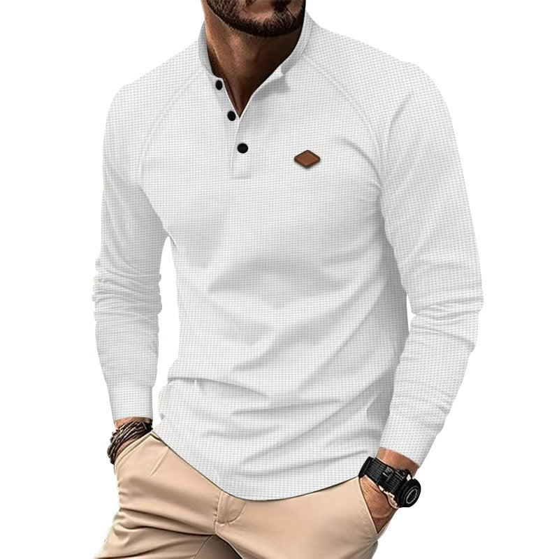 Herren Langarm-Henley-Shirt mit strukturierter Oberfläche und modischen Knopfdetails R&B