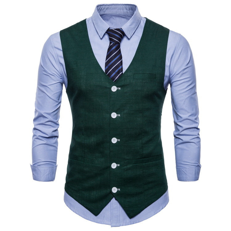 Herren elegante Anzugweste mit praktischen Taschen und detailliertem Design R&B