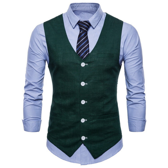 Herren elegante Anzugweste mit praktischen Taschen und detailliertem Design R&B