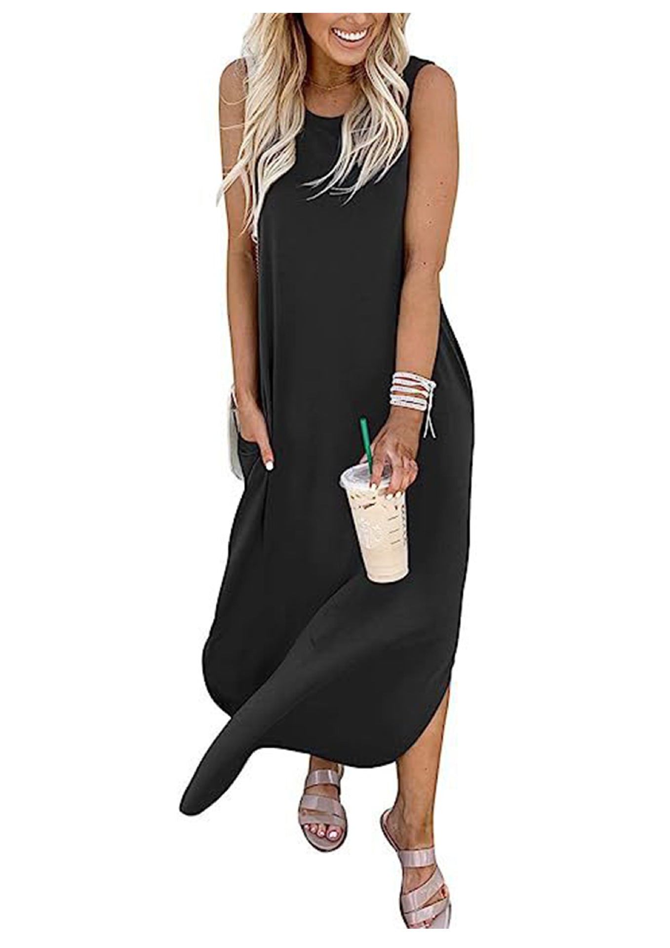 Damen Maxikleid mit lässigem Schnitt und praktischen Taschen R&B