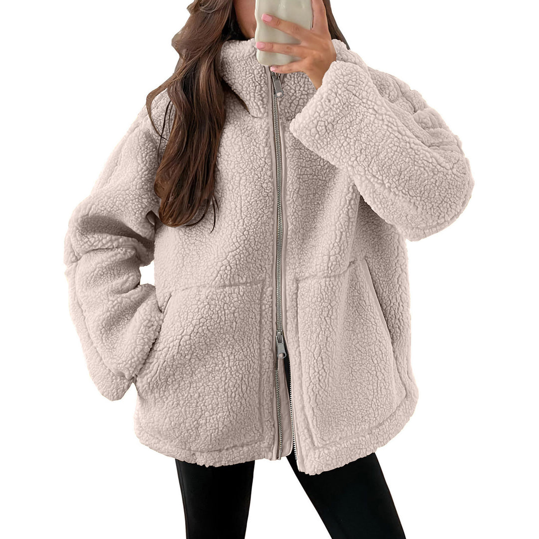 Damen Kuschelige Teddy-Jacke mit Reißverschluss R&B