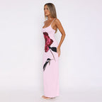 Damen Fließendes Maxikleid mit floralem Druck und schmalen Trägern R&B