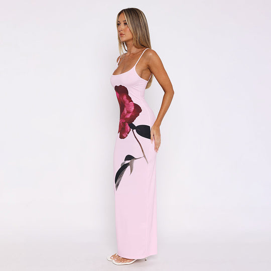 Damen Fließendes Maxikleid mit floralem Druck und schmalen Trägern R&B
