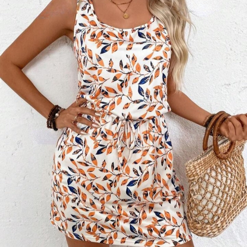 Damen Freizeitkleid mit floralem Muster und verstellbarem Bund R&B