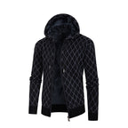 Herren Kapuzenjacke mit modernem Rautenmuster und kuscheligem Innenfutter