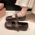 Damen Mary Jane Schuhe mit modischer Schnalle und weichem Innenfutter EB