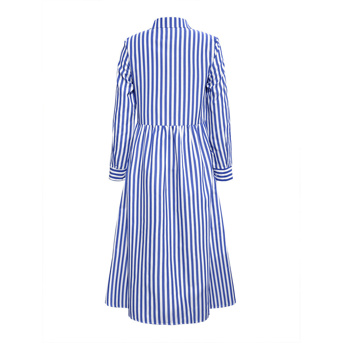Damen Midi-Kleid mit eleganten Streifen und strukturierter Knopfleiste R&B