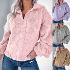 Damen Kuscheliger Fleece-Pullover mit hohem Kragen und Halb-Reißverschluss R&B