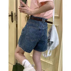 Damen Denim-Shorts mit hohen Taschen und lockerer Passform
