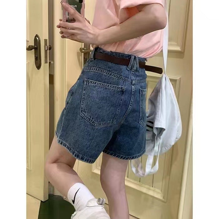 Damen Denim-Shorts mit hohen Taschen und lockerer Passform