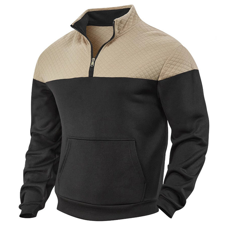 Herren lässiger Sweatpullover mit halbem Reißverschluss und gepolstertem Oberteil R&B