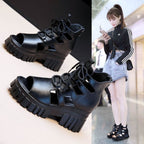 Damen Hochfrontige Schnürsandalen mit robustem Blockabsatz R&B