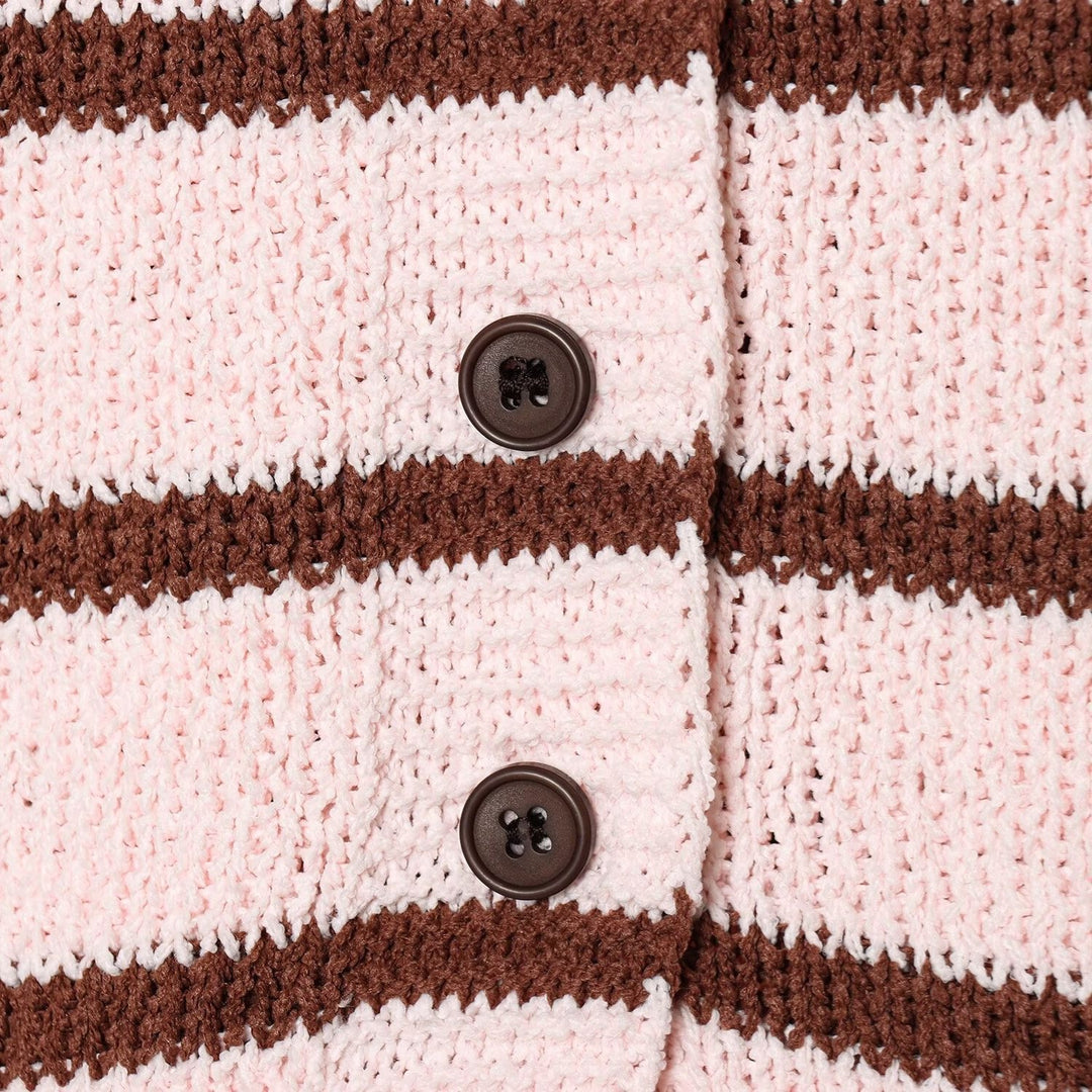 Damen Kurzarm Strickjacke mit Streifenmuster R&B