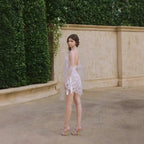 Damen Transparentes Abendkleid mit eleganten Pailletten und Rüschendetails R&B