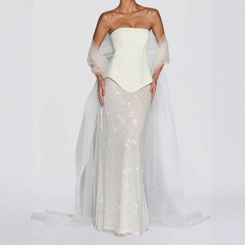Damen Elegantes Abendkleid mit schimmerndem Oberteil und figurbetontem Rock R&B