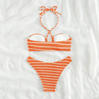 Damen Bandeau-Bikini mit stilvollem Streifendesign R&B