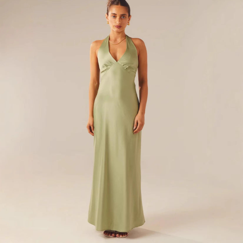 Damen Elegantes ärmelloses Hochzeitskleid mit Taillierungsband und fließendem Stoff EB