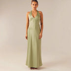 Damen Elegantes Wickelkleid mit V-Ausschnitt und schmalem, fließendem Schnitt