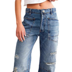 Damen Denim-Hosen mit großflächigen Taschen R&B