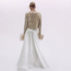 Damen elegante Bluse mit Federn R&B