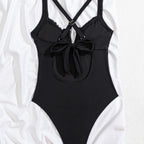 Damen Einteiliger Badeanzug mit neckischem V-Ausschnitt und raffinierten Trägerdetails R&B